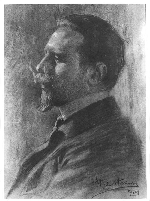 ritratto di Daniele De Strobel (Parma 1873 - Camogli 1942) (disegno, serie) di Beltrame Achille (sec. XX)