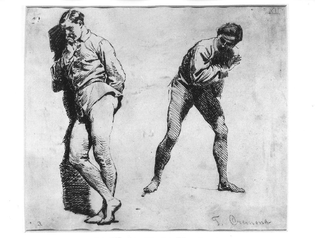 figura maschile in piedi (studio) (disegno) di Cremona Tranquillo (sec. XIX)