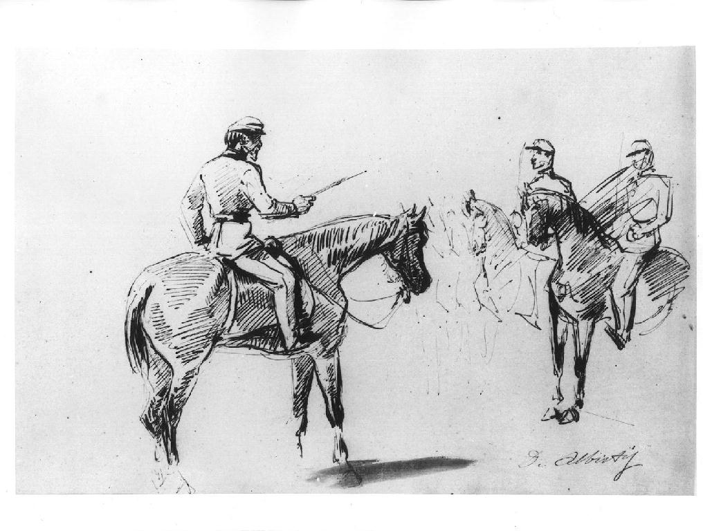 soldati a cavallo (studio) (disegno) di De Albertis Sebastiano (sec. XIX)