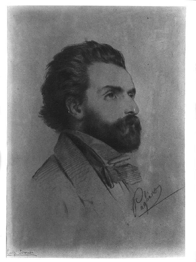 ritratto di Luigi Scrosati (disegno, serie) di Pagliano Eleuterio (terzo quarto sec. XIX)