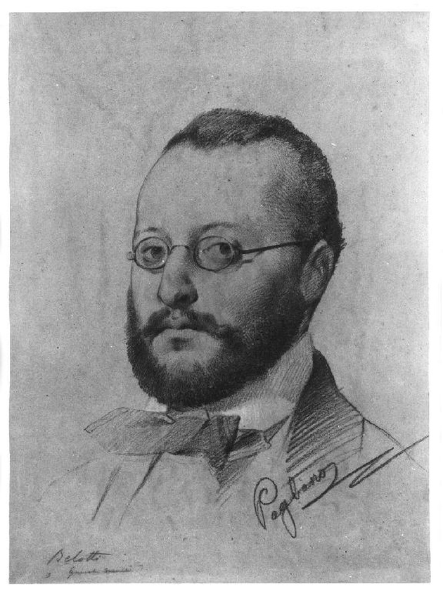 ritratto di G. Belotti (disegno, serie) di Pagliano Eleuterio (terzo quarto sec. XIX)
