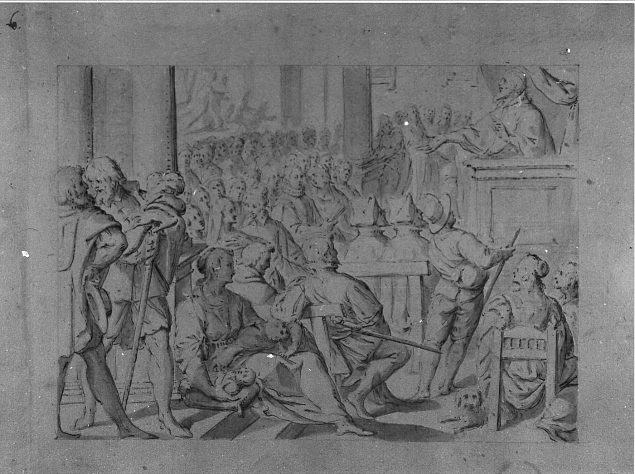 Episodi della vita di S. Alessandro Sauli: è destinato a predicare la parola (disegno) - ambito italiano (sec. XVII)