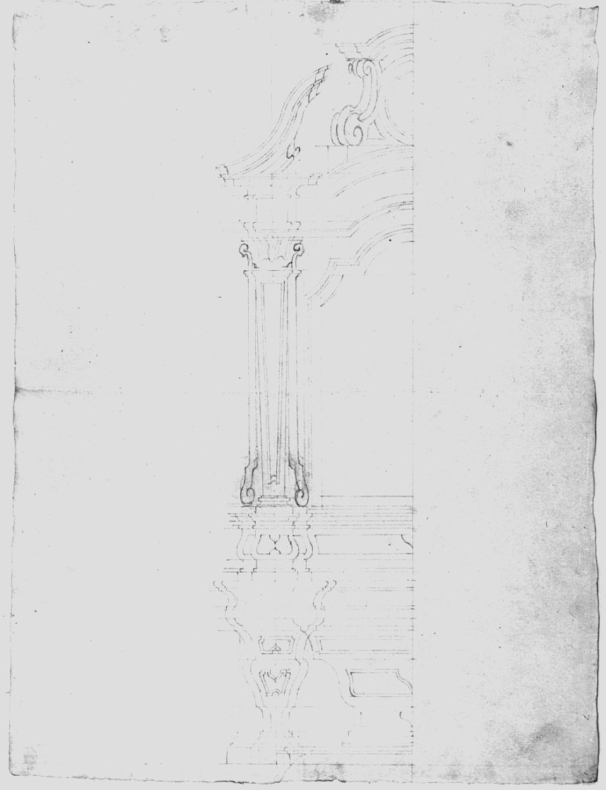 Progetto per l'altare maggiore della chiesa Oratorio della Beata Vergine Addolorata di Abbiategrasso, architettura: progetto per altare maggiore (disegno, opera isolata) - ambito lombardo (sec. XVIII)