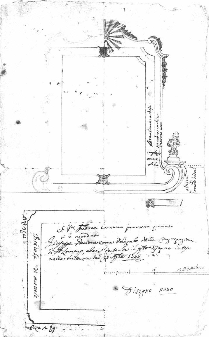 Progetto per l'altare maggiore dell'oratorio di San Lorenzo di Annone Brianza, architettura: progetto per altare maggiore (disegno, opera isolata) - ambito lombardo (sec. XVIII)