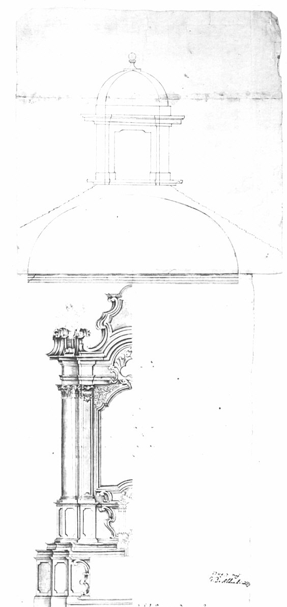Progetto per l'altare maggiore per la chiesa Oratorio della Natività della Beata Vergine di Barzago loc. Bevera, architettura: progetto per altare maggiore (disegno, opera isolata) - ambito lombardo (sec. XVIII)