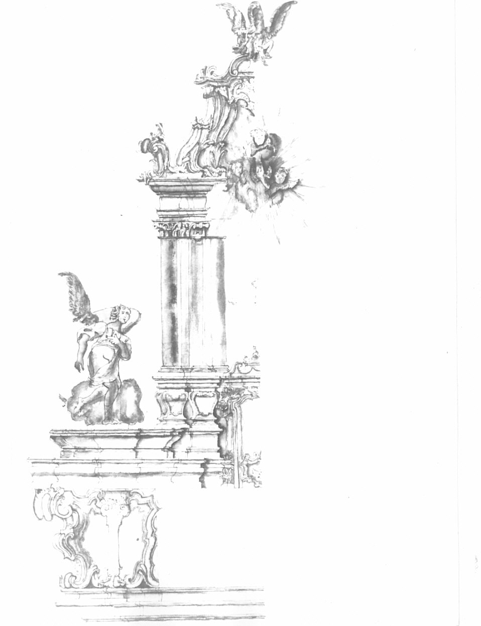 Progetto per l'altare maggiore della chiesa oratorio di Sant'Andrea di Carugate, architettura: progetto per altare maggiore (disegno, opera isolata) - ambito lombardo (sec. XVIII)