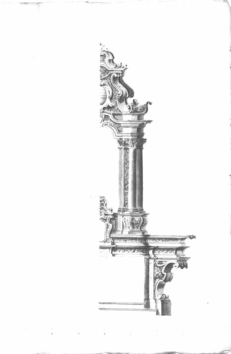 Progetto per l'altare maggiore della chiesa parrocchiale di Sant'Antonio di Castelletto, architettura: progetto per altare maggiore (disegno, opera isolata) - ambito lombardo (sec. XVIII)