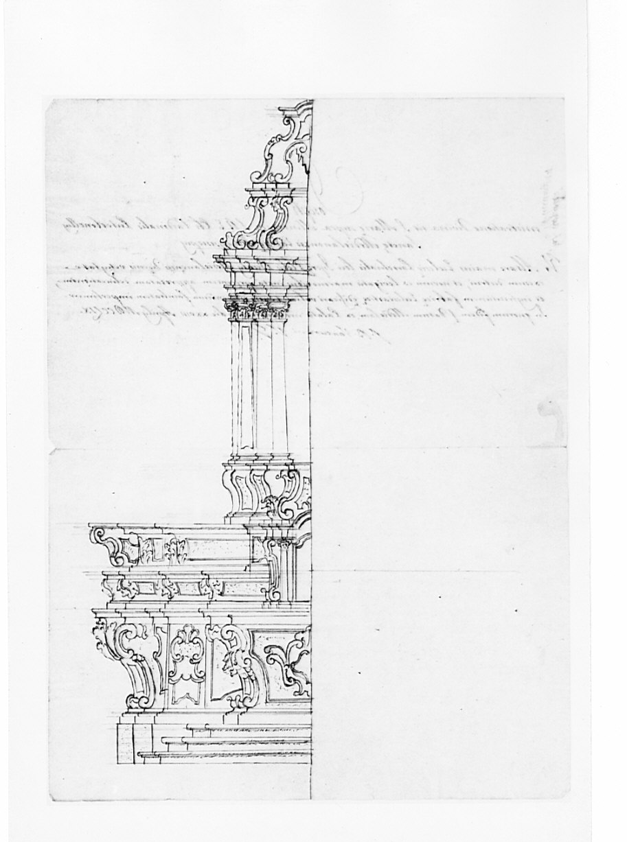 Progetto per l'altare maggiore della chiesa parrocchiale di San Martino a Ispra, architettura: progetto per altare maggiore (disegno, opera isolata) - ambito lombardo (sec. XVIII)