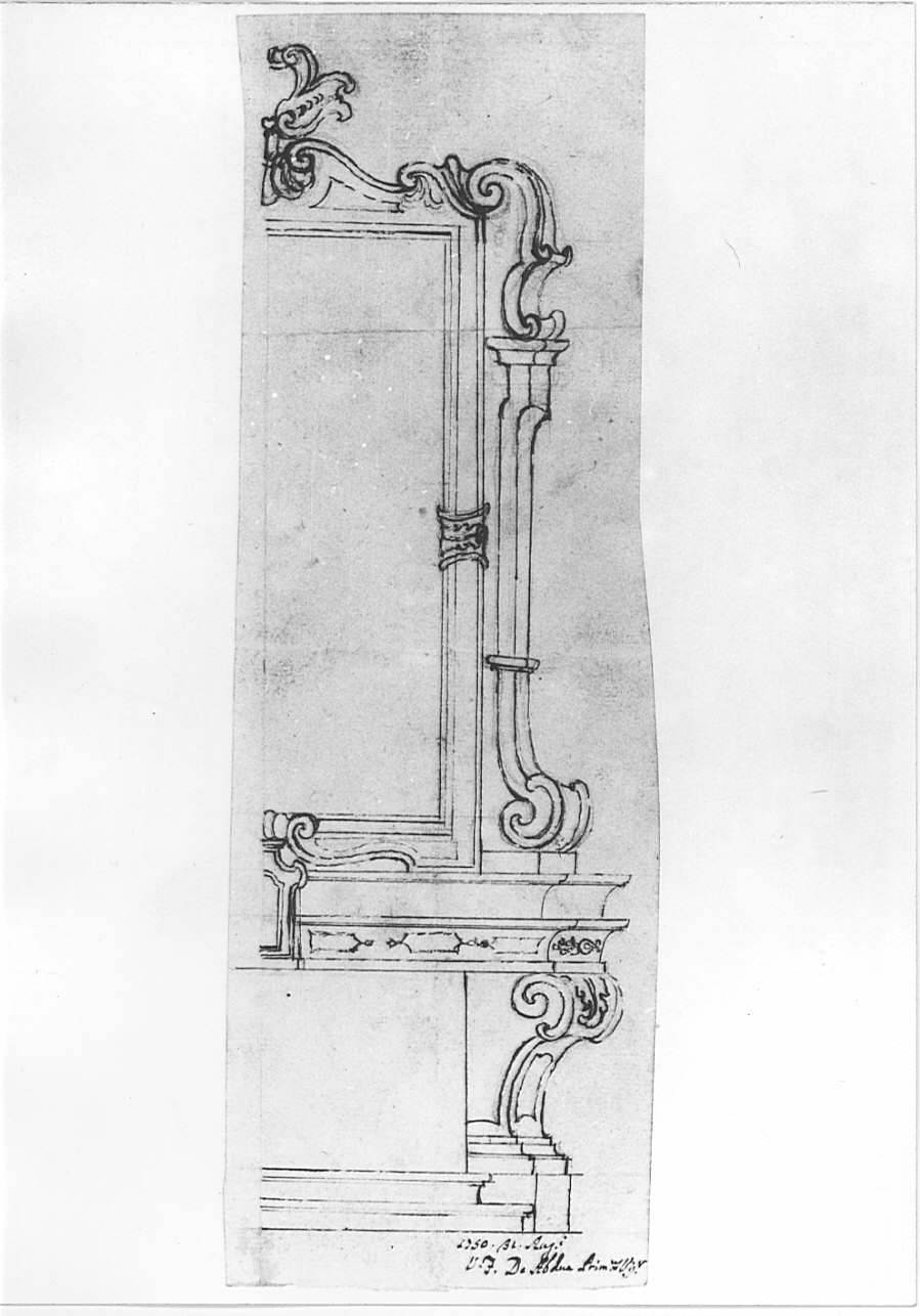 Progetto per l'altare maggiore dell'oratorio della presentazione della Beata Maria Vergine di Nava (loc. Tignone, ora Ravellino), architettura: progetto per altare maggiore (disegno, opera isolata) - ambito lombardo (sec. XVIII)