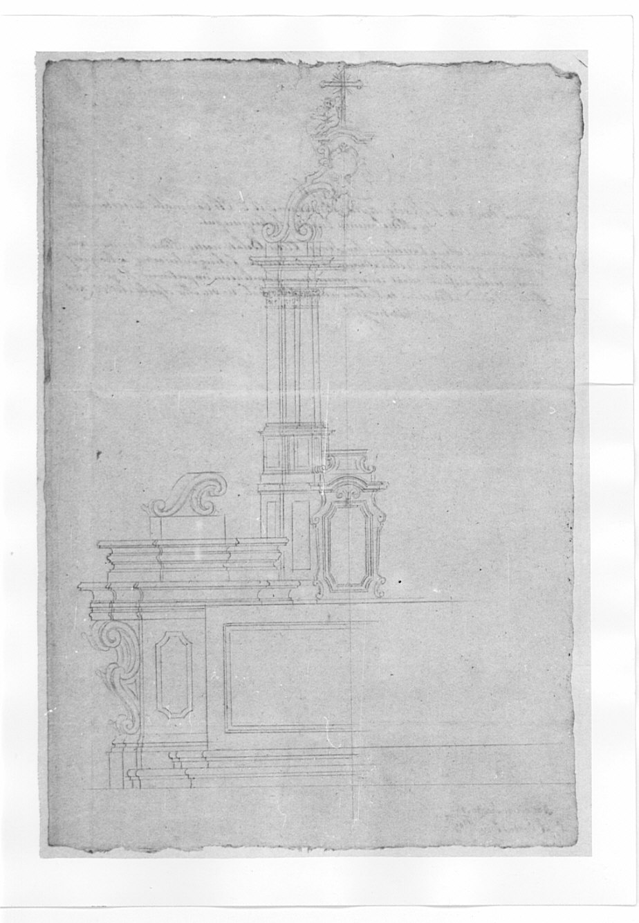 Progetto per l'altare maggiore della chiesa parrocchiale di Santa Maria Assunta di Senago, architettura: progetto per altare maggiore (disegno, opera isolata) - ambito lombardo (sec. XVIII)