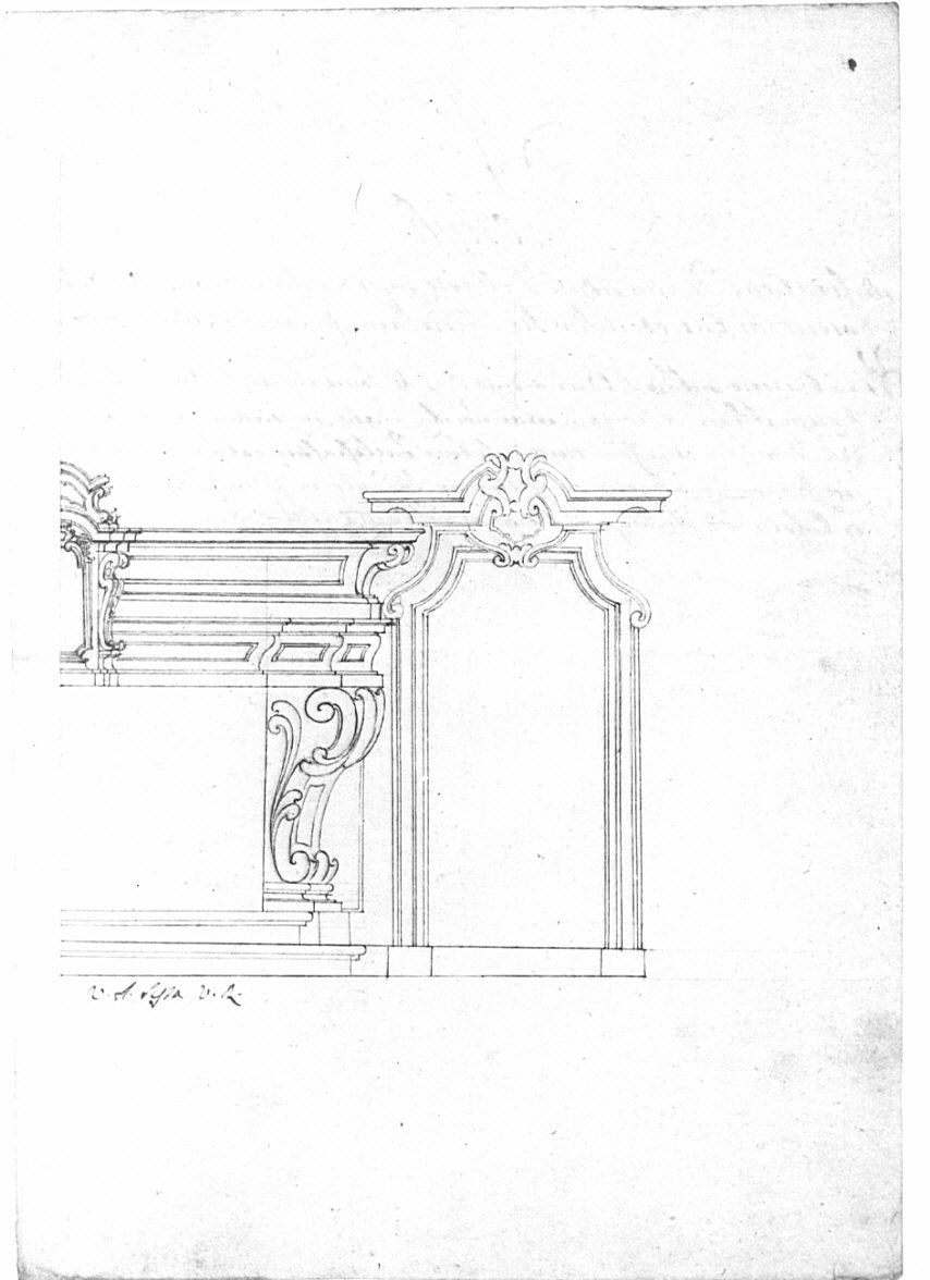 Progetto per l'altare maggiore della chiesa oratorio di San Bernardino di Somma, architettura: progetto per altare maggiore (disegno, opera isolata) - ambito lombardo (sec. XVIII)