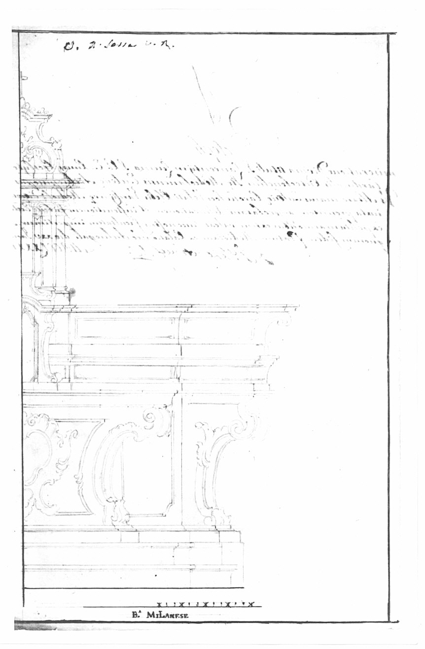 Progetto per l'altare maggiore della chiesa parrocchiale di Santo Stefano di Velate, architettura: progetto per altare maggiore (disegno, opera isolata) - ambito lombardo (sec. XVIII)