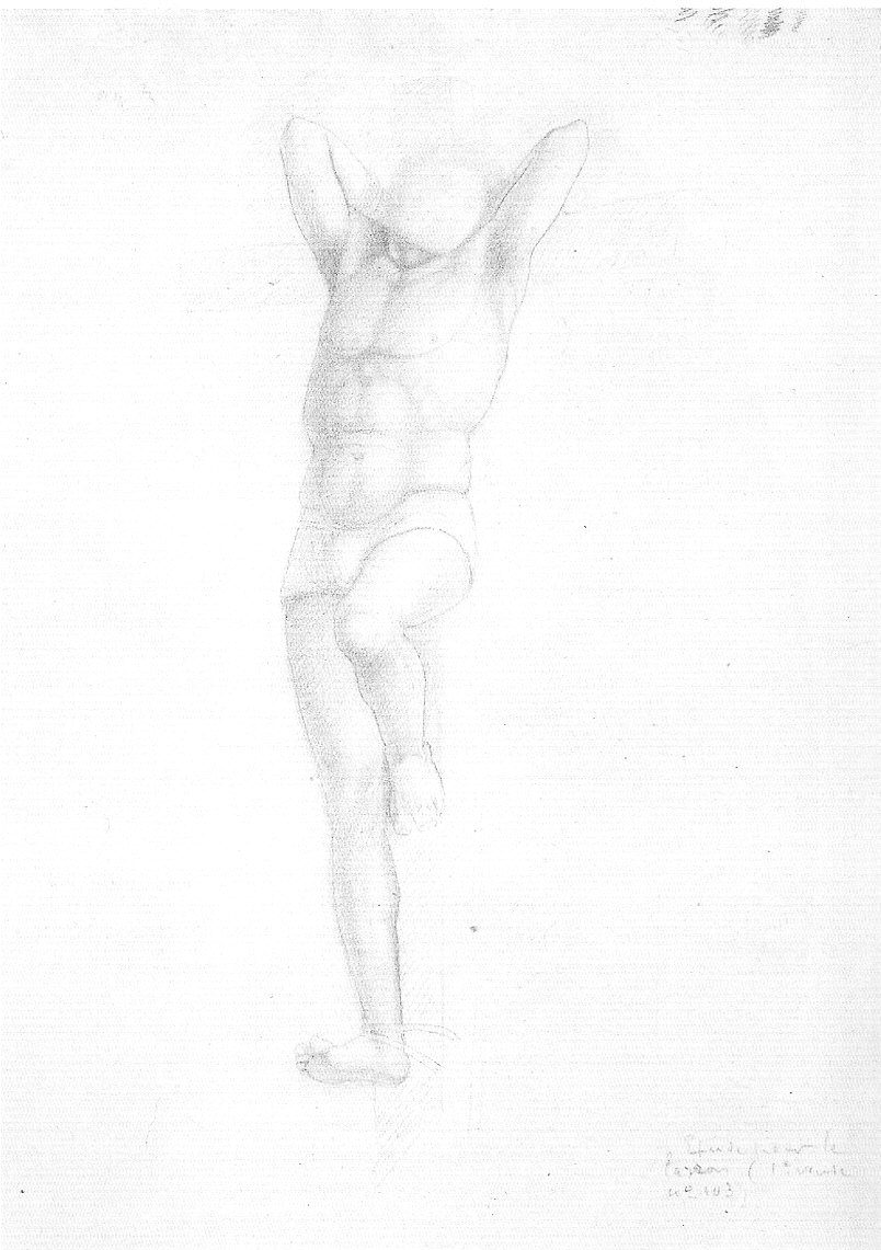 nudo maschile (disegno, opera isolata) di Degas Edgar (sec. XIX)