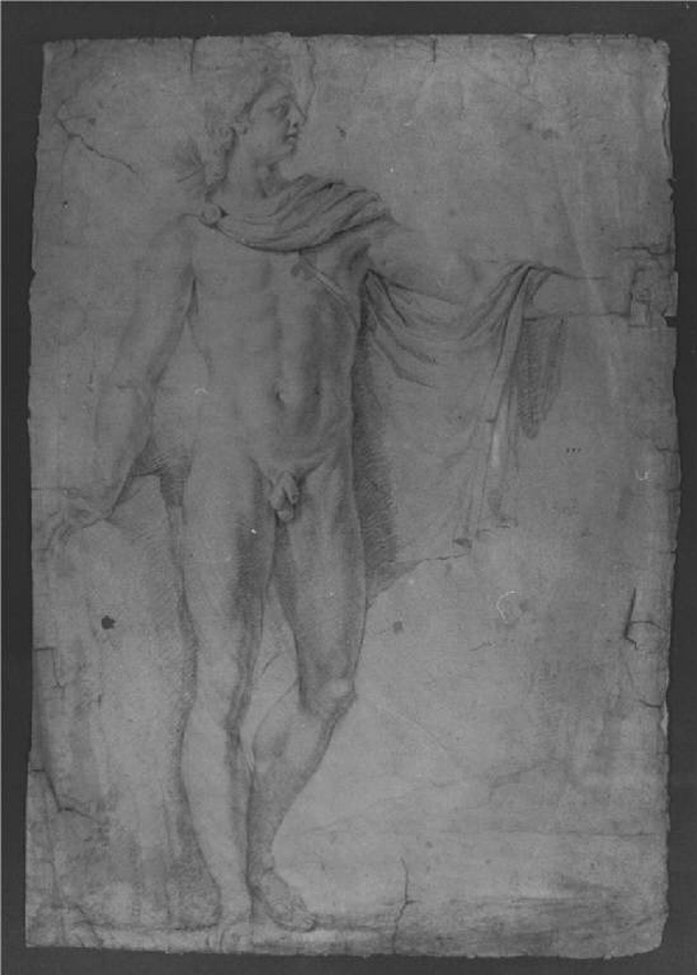 nudo maschile (disegno, opera isolata) - ambito lombardo (sec. XIX)