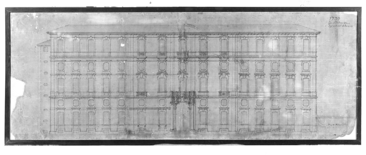 architettura: progetto per il Palazzo Vescovile di Lodi (disegno, opera isolata) di Veneroni Giovanni Antonio (sec. XVIII)