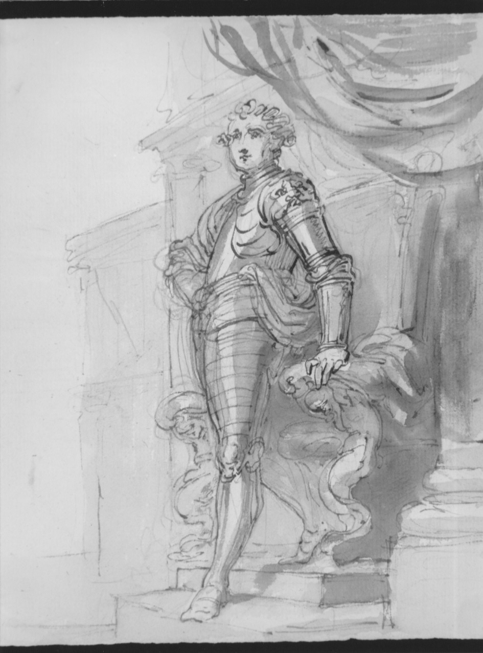 Ritratto del Principe del Galles con la corazza (futuro Giorgio IV), figura maschile (disegno, opera isolata) di Cosway Richard (sec. XVIII)