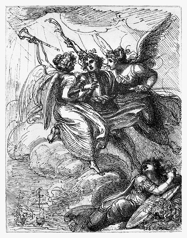 Apoteosi del capitano Lord Robert Manners, ritratto d'uomo (disegno, opera isolata) di Cosway Richard (sec. XVIII)