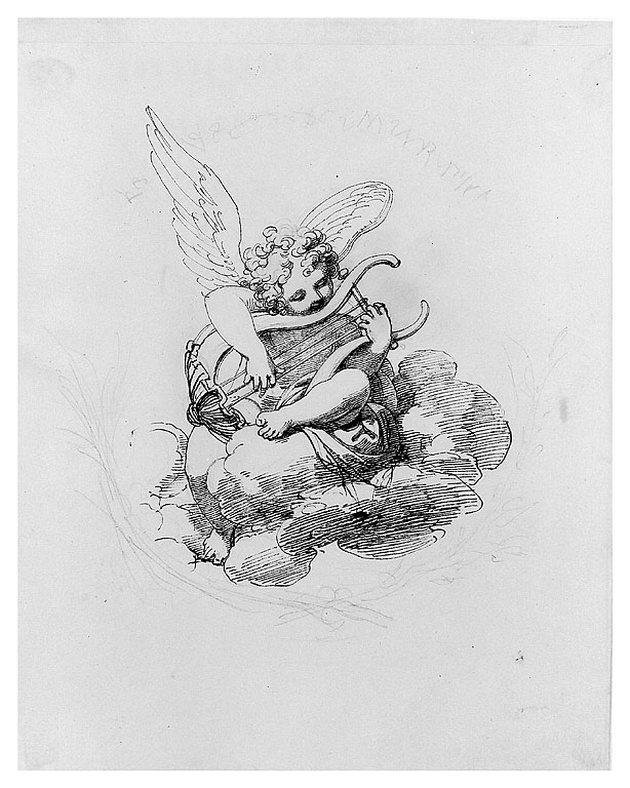 putto con lira (disegno, opera isolata) di Cosway Richard (sec. XIX)