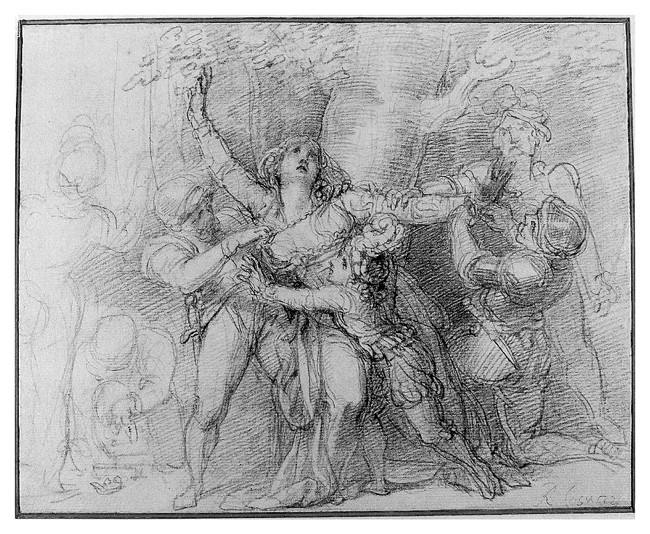 Il rapimento della regina Margharet of Anjou, figura femminile (disegno, opera isolata) di Cosway Richard (sec. XVIII)
