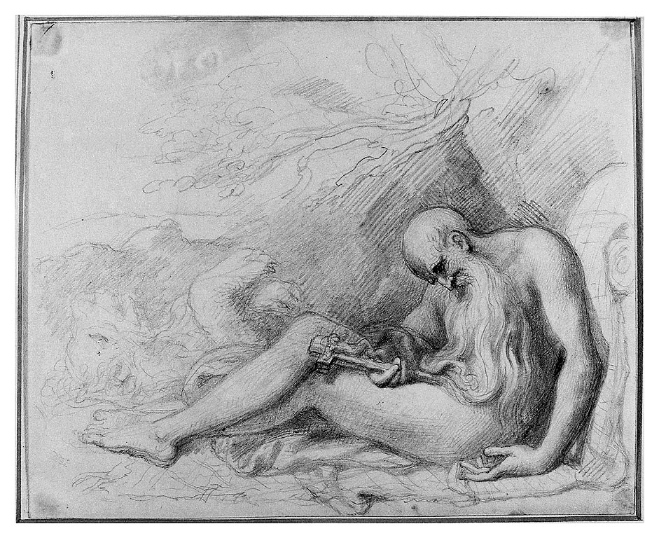 San Gerolamo con il leone, San Girolamo in meditazione (disegno, opera isolata) di Cosway Richard (sec. XIX)