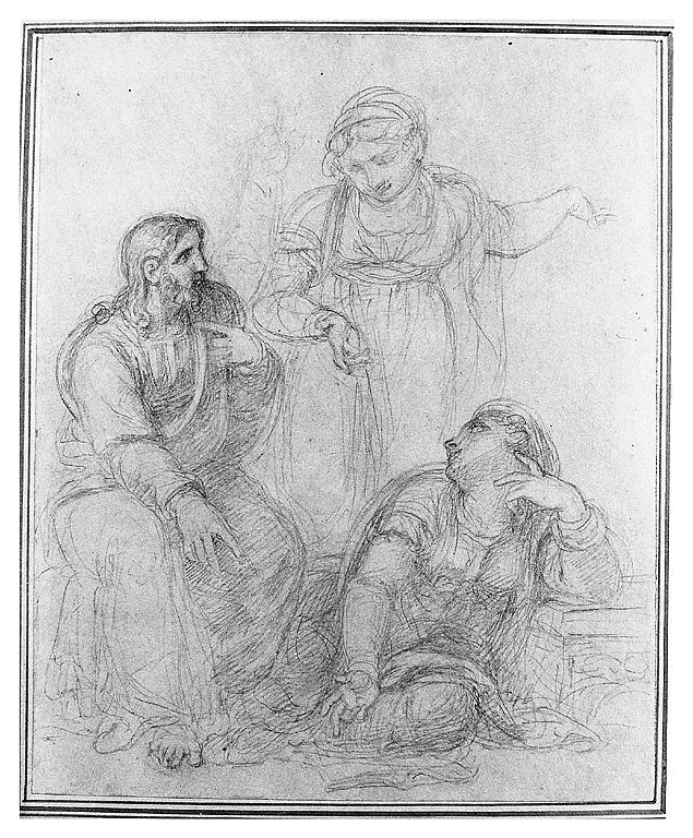 Cristo in casa di Santa Marta e Santa Maria Maddalena (disegno, opera isolata) di Cosway Richard (sec. XIX)