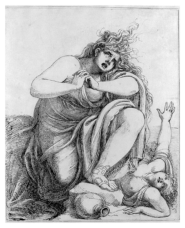 La disperazione di Ero, figura femminile dolente (disegno, opera isolata) di Cosway Richard (secc. XVIII/ XIX)