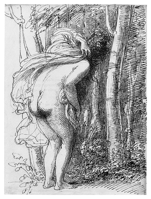 Bagnante nel bosco, figura femminile (disegno, opera isolata) di Cosway Richard (sec. XVIII)