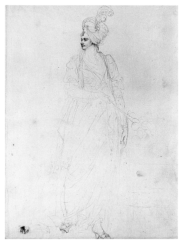 figura femminile con costume orientale (disegno, opera isolata) di Cosway Richard (sec. XVIII)