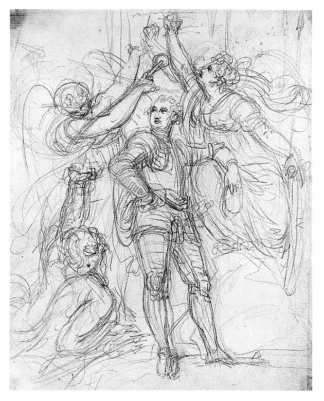 L'apoteosi del capitano Lord Robert Manners, figura maschile (disegno, opera isolata) di Cosway Richard (sec. XVIII)