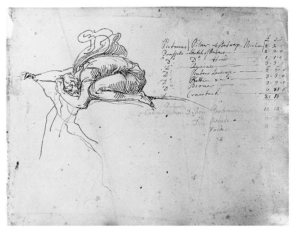 figura maschile reclinata (disegno, opera isolata) di Cosway Richard (sec. XVIII)