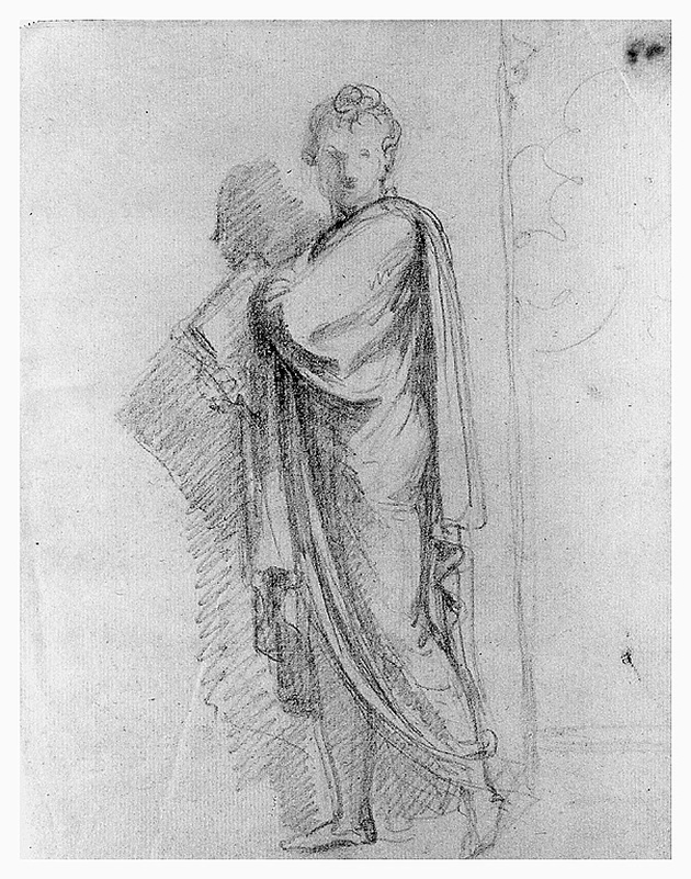 figura maschile panneggiata con libro (disegno, opera isolata) di Cosway Richard (sec. XIX)