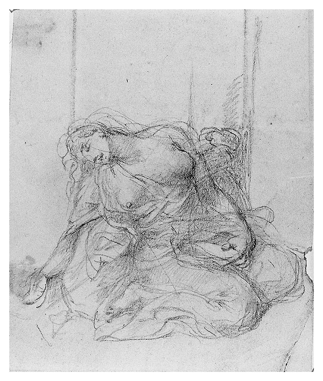 figura femminile inginocchiata (Santa Maria Maddalena?) (disegno, opera isolata) di Cosway Richard (secc. XVIII/ XIX)