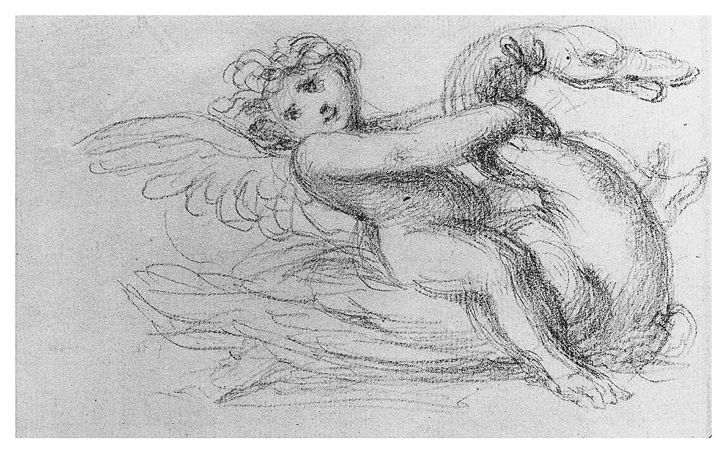 putto con cigno (disegno, opera isolata) di Cosway Richard (sec. XVIII)