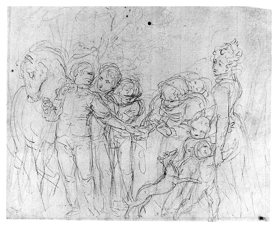 scena campestre con figure (disegno, opera isolata) di Cosway Richard (sec. XVIII)