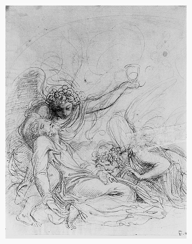 Cristo in pietà e angeli con simboli della passione (disegno, opera isolata) di Cosway Richard (sec. XVIII)
