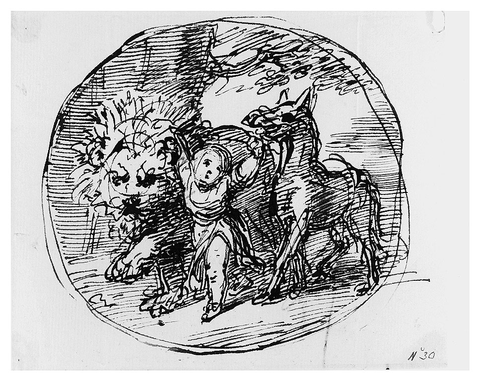 bambino con animali (disegno, opera isolata) di Cosway Richard (sec. XVIII)