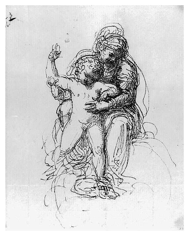 Madonna con Bambino schiacciano la testa al serpente (disegno, opera isolata) di Cosway Richard (fine sec. XVIII)