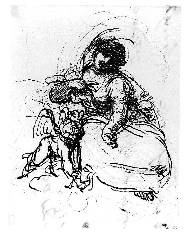 figura femminile con putto (disegno, opera isolata) di Cosway Richard (fine sec. XVIII)