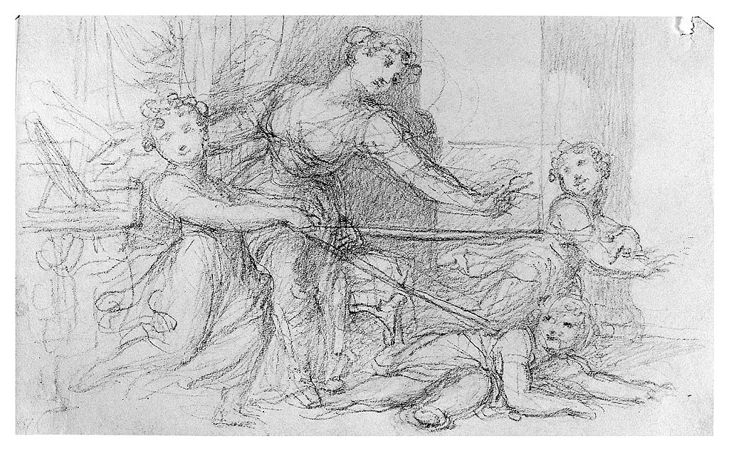 madre che gioca con i piccoli (disegno, opera isolata) di Cosway Richard (inizio sec. XIX)