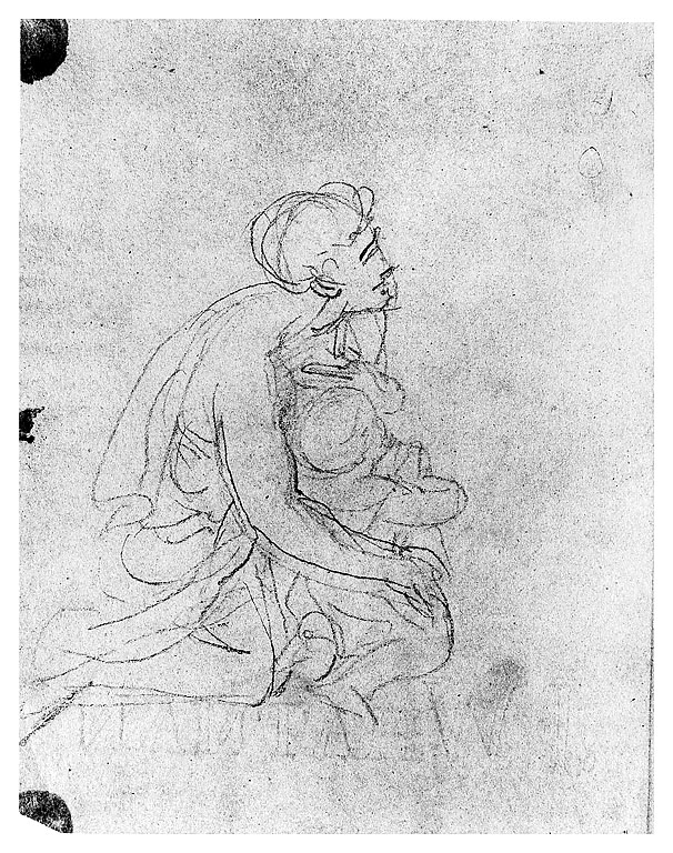 giovane madre con infante (disegno, opera isolata) di Cosway Richard (fine/inizio secc. XVIII/ XIX)