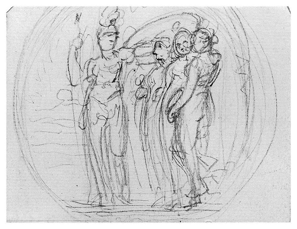Britannia con figure femminili, figure femminili (disegno, opera isolata) di Cosway Richard (fine sec. XVIII)