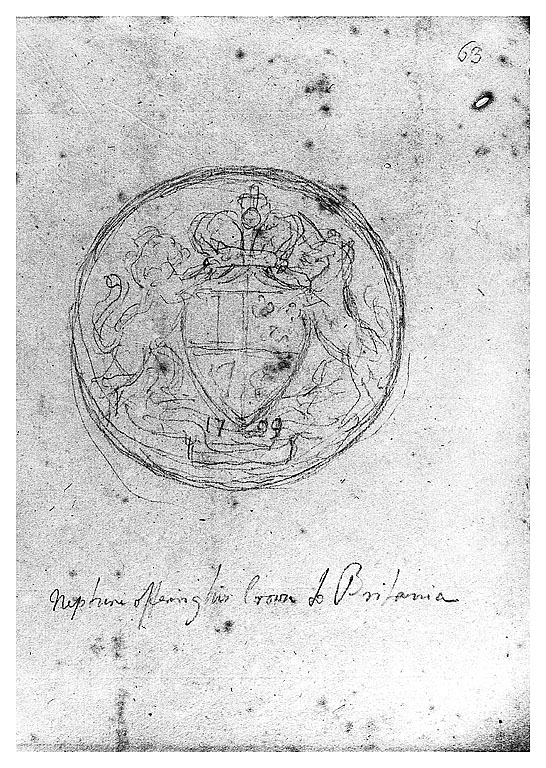Nettuno offre la sua croce a Britannia, Nettuno e Britannia (disegno, opera isolata) di Cosway Richard (fine sec. XVIII)