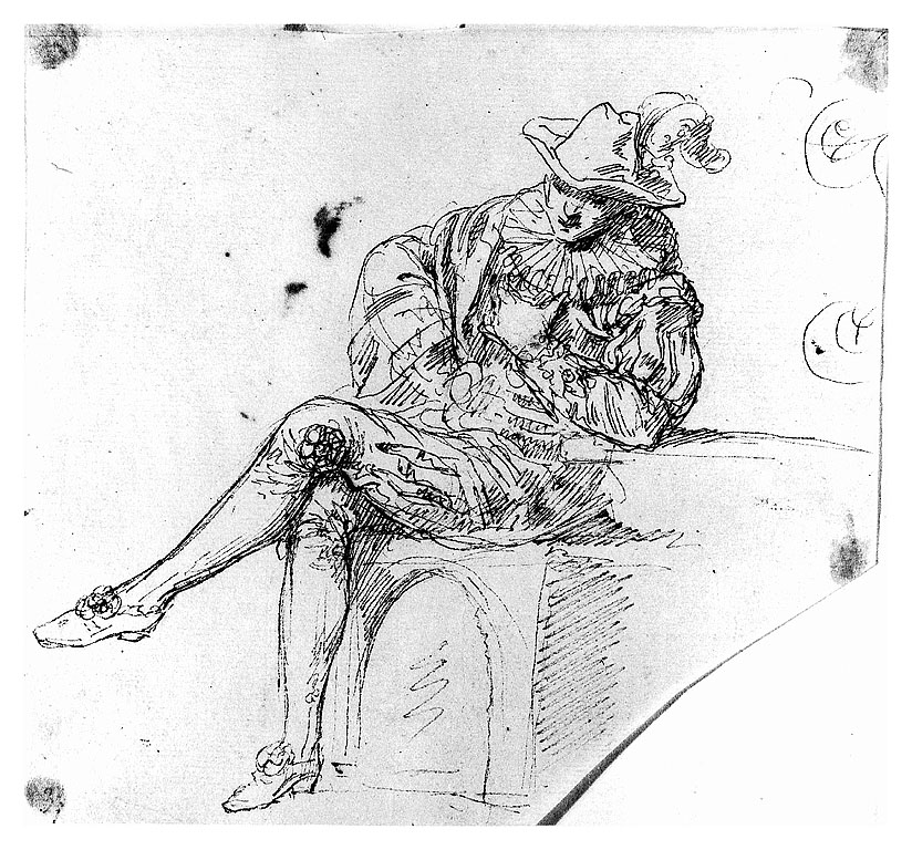 Arlecchino, figura maschile (disegno, opera isolata) di Cosway Hadfield Maria (fine/inizio secc. XVIII/ XIX)