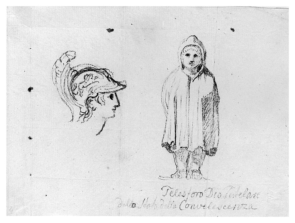 Telesforo e bambino, testa d'uomo con bambino (disegno, opera isolata) di Cosway Hadfield Maria (fine/inizio secc. XVIII/ XIX)