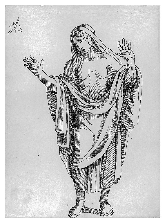 figura femminile (disegno, opera isolata) di Cosway Hadfield Maria (fine/inizio secc. XVIII/ XIX)