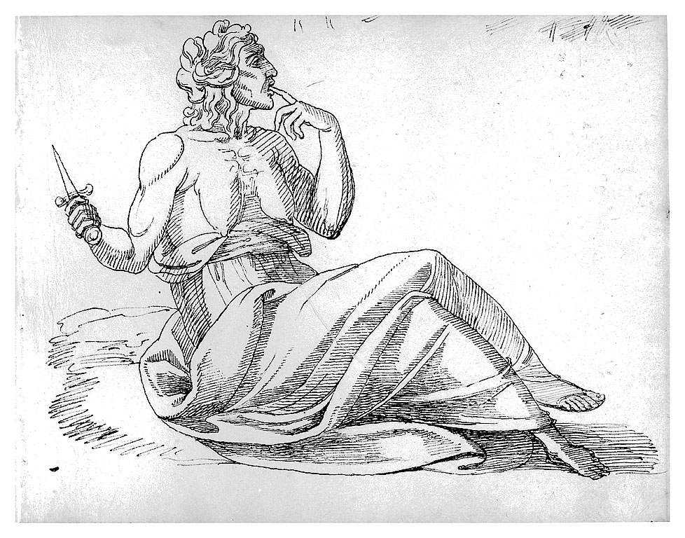 figura femminile con pugnale (disegno, opera isolata) di Cosway Hadfield Maria (fine/inizio secc. XVIII/ XIX)