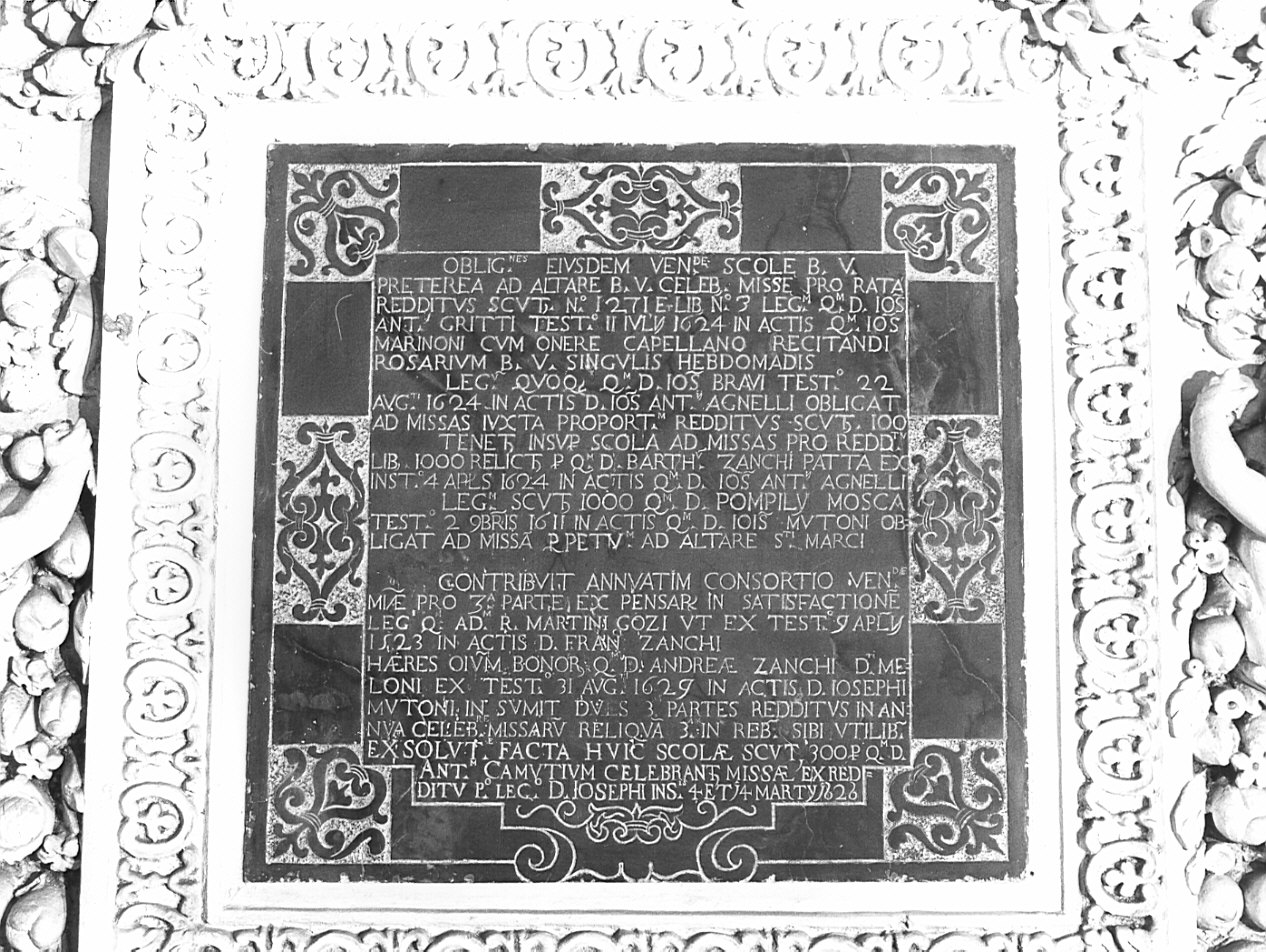 lapide documentaria, opera isolata - bottega lombarda (fine sec. XVII)