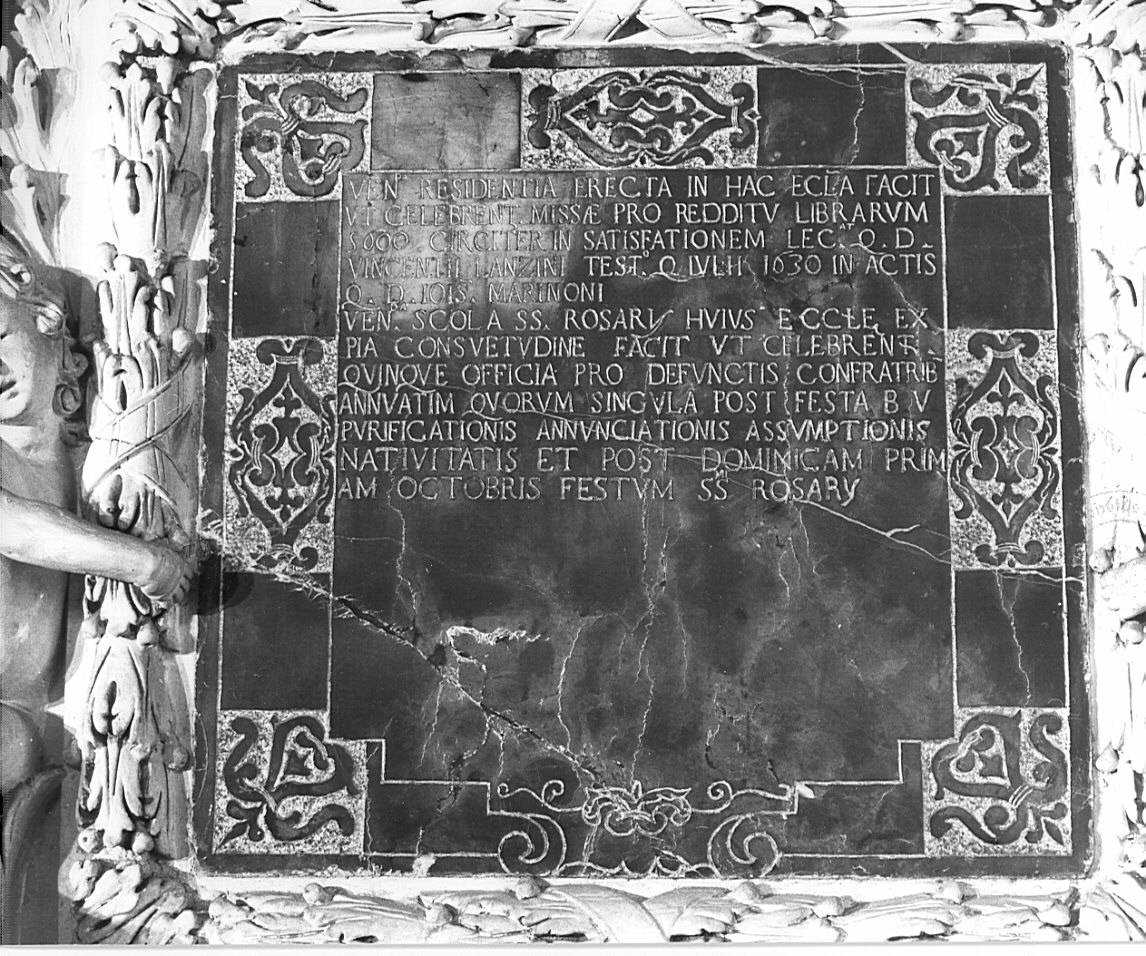 lapide documentaria, opera isolata - bottega lombarda (fine sec. XVII)