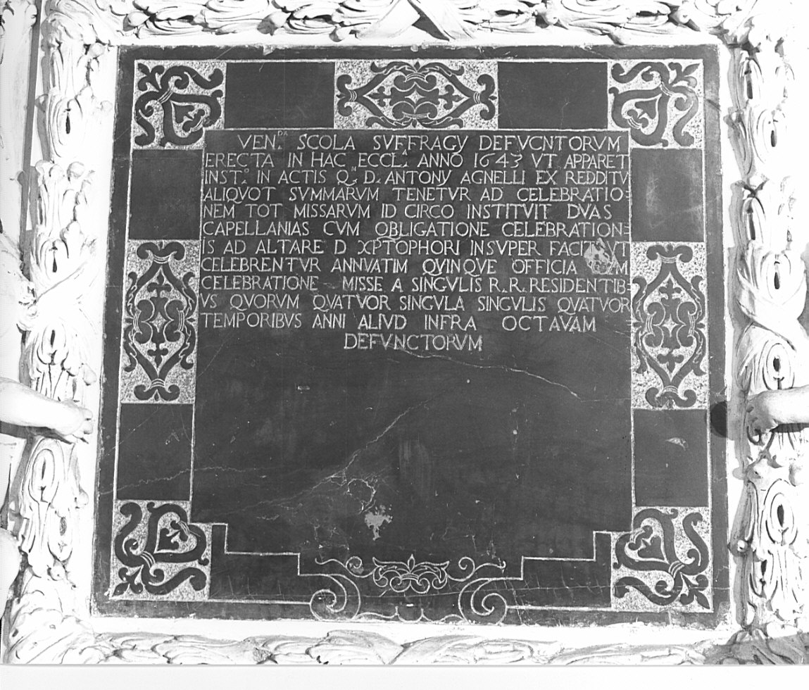 lapide documentaria, opera isolata - bottega lombarda (fine sec. XVII)