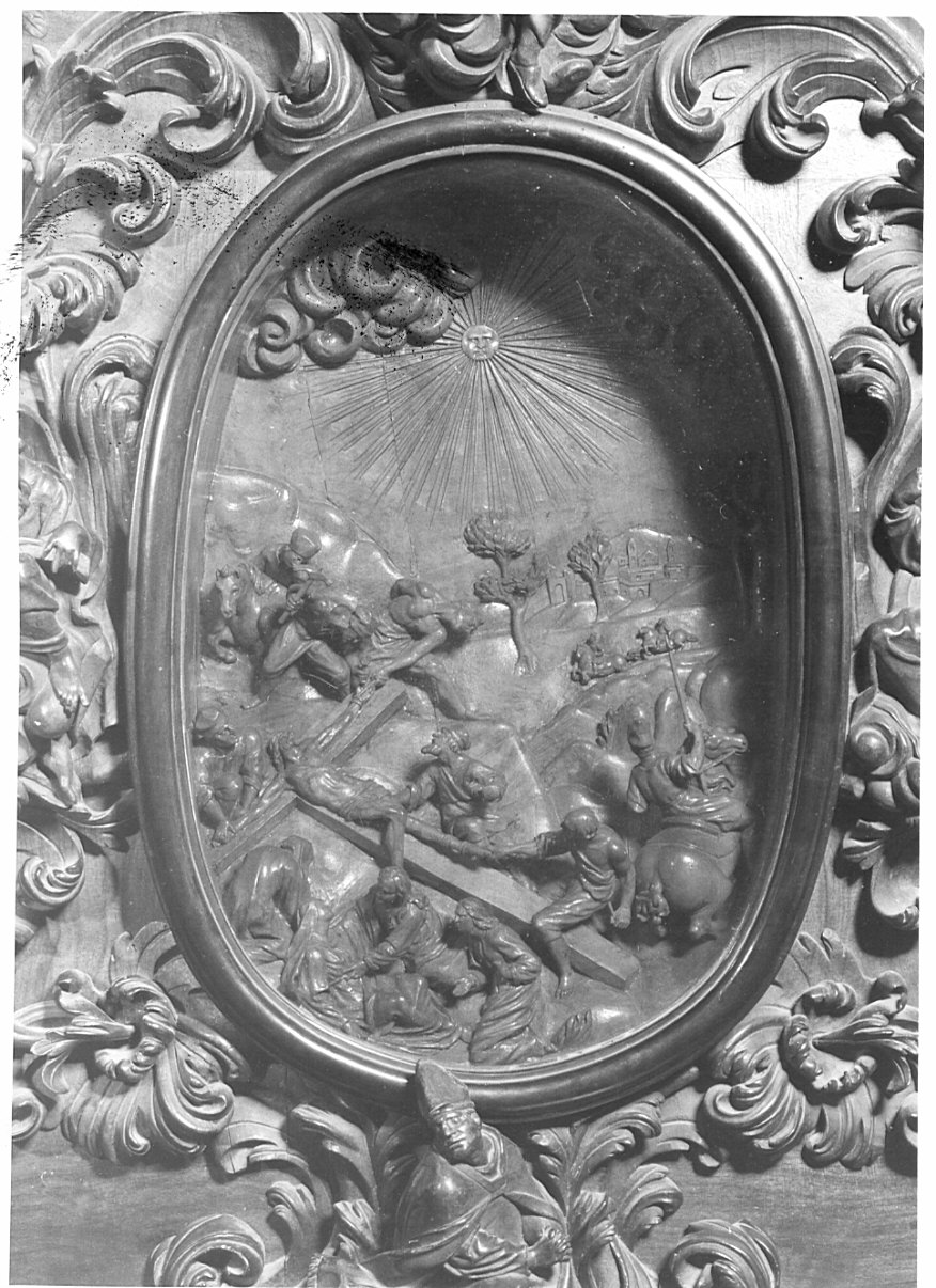 Cristo inchiodato alla croce (decorazione plastica, elemento d'insieme) di Fantoni Andrea (secc. XVII/ XVIII)